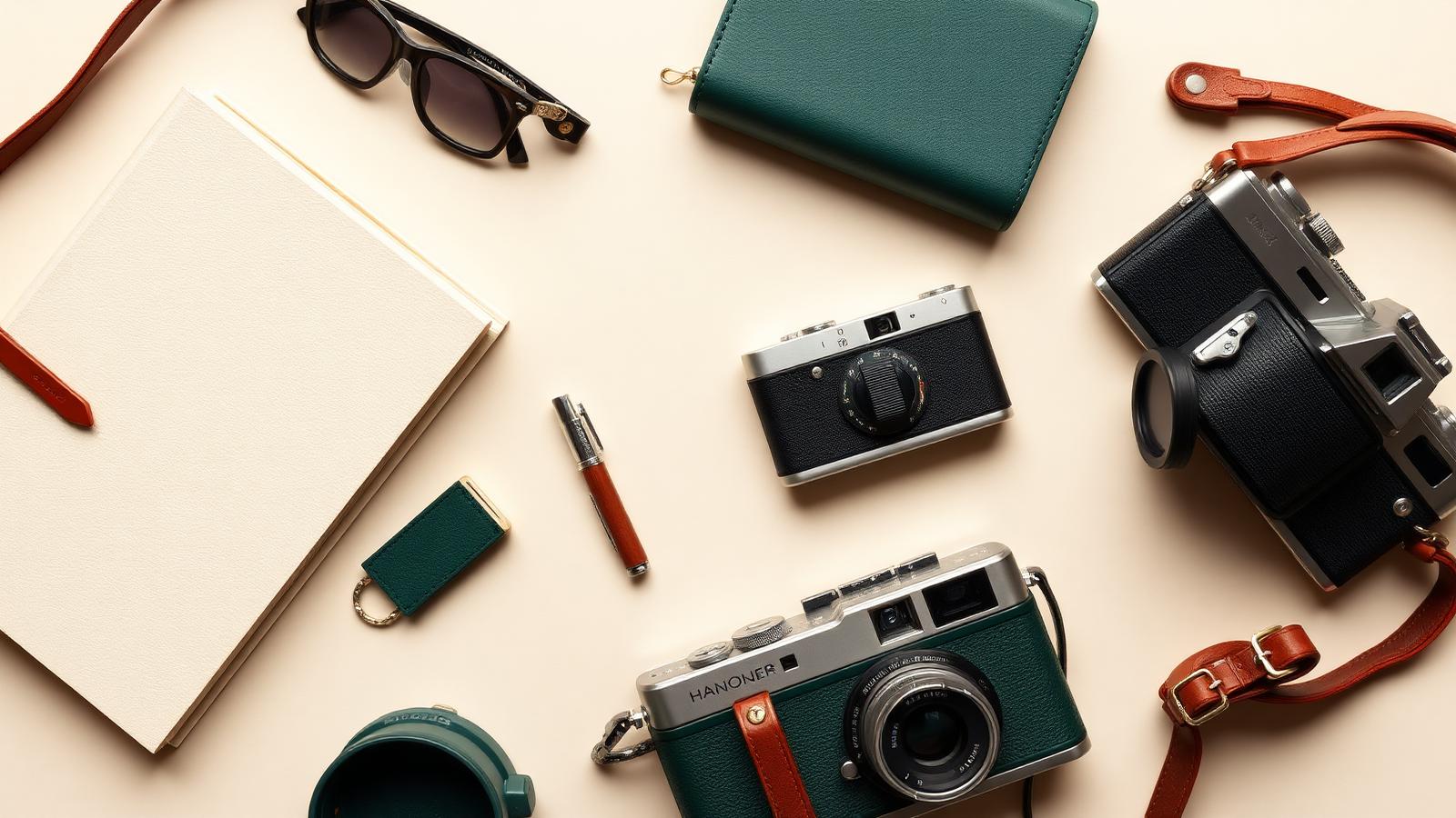 Acessórios de viagem em composição elegante